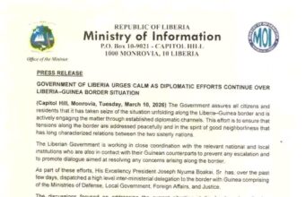 𝐆𝐎𝐕𝐄𝐑𝐍𝐌𝐄𝐍𝐓 𝐎𝐅 𝐋𝐈𝐁𝐄𝐑𝐈𝐀 𝐔𝐑𝐆𝐄𝐒 𝐂𝐀𝐋𝐌 𝐀𝐒 𝐃𝐈𝐏𝐋𝐎𝐌𝐀𝐓𝐈𝐂 𝐄𝐅𝐅𝐎𝐑𝐓𝐒 𝐂𝐎𝐍𝐓𝐈𝐍𝐔𝐄 𝐎𝐕𝐄𝐑 𝐋𝐈𝐁𝐄𝐑𝐈𝐀–𝐆𝐔𝐈𝐍𝐄𝐀 𝐁𝐎𝐑𝐃𝐄𝐑 𝐒𝐈𝐓𝐔𝐀𝐓𝐈𝐎𝐍 (𝐂𝐚𝐩𝐢𝐭𝐨𝐥 𝐇𝐢𝐥𝐥, 𝐌𝐨𝐧𝐫𝐨𝐯𝐢𝐚, 𝐓𝐮𝐞𝐬𝐝𝐚𝐲, 𝐌𝐚𝐫𝐜𝐡 𝟏𝟎, 𝟐𝟎𝟐𝟔)